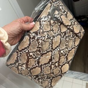 Snake Print clutch/wristlet Bag - Tan & Brown